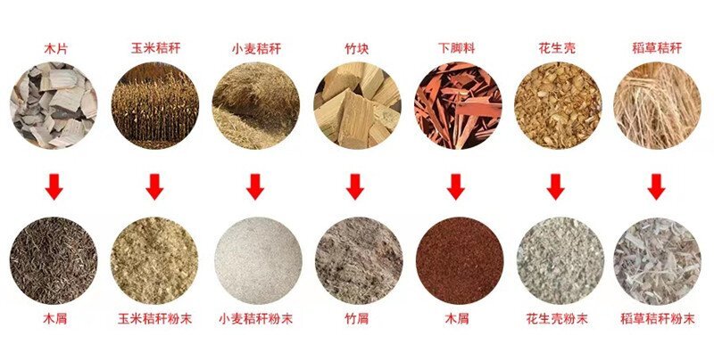 高效系列粉碎機(jī)可以將木片、各類農(nóng)作物秸稈等其他物質(zhì)粉碎成泡沫狀